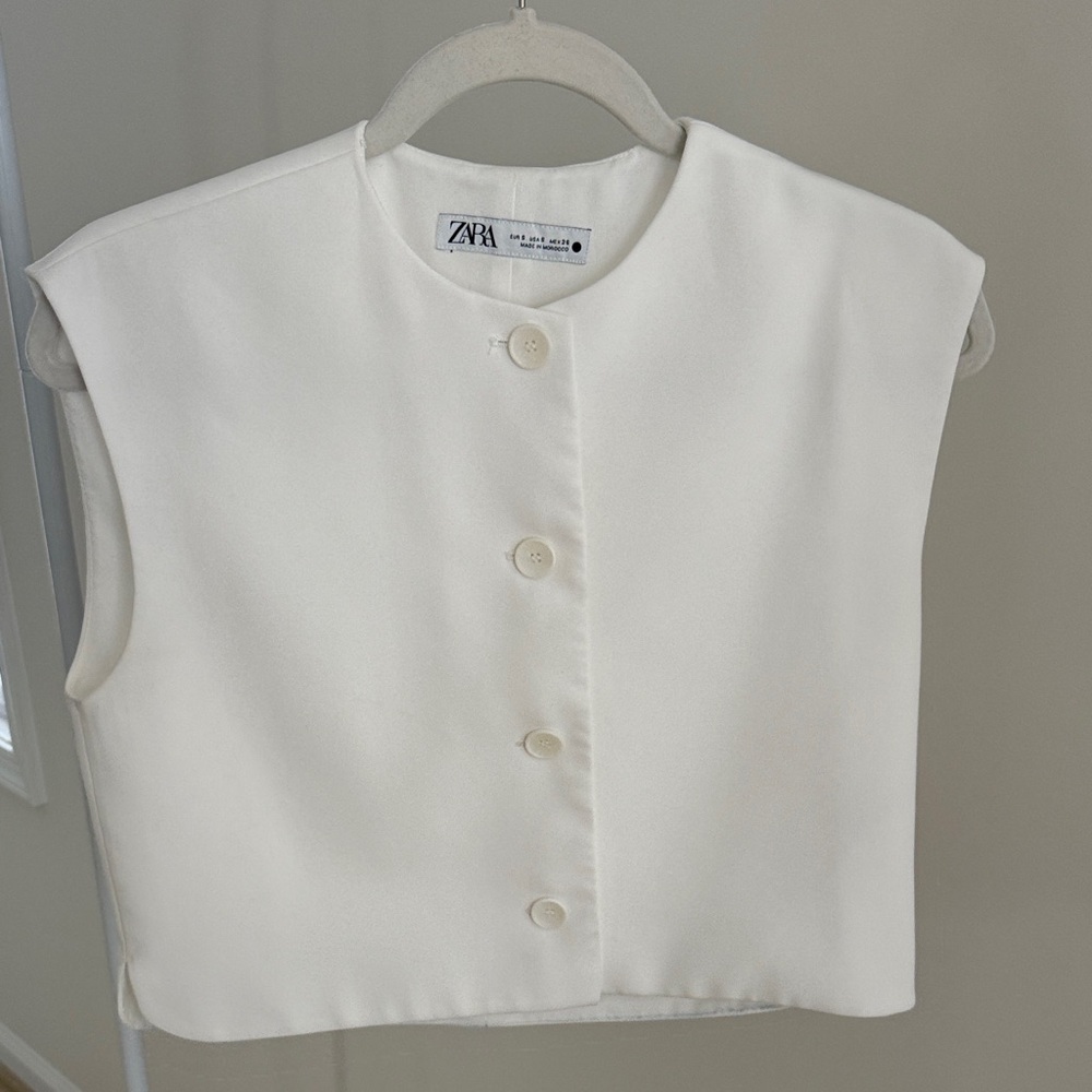 Zara White Button Down Tank Top